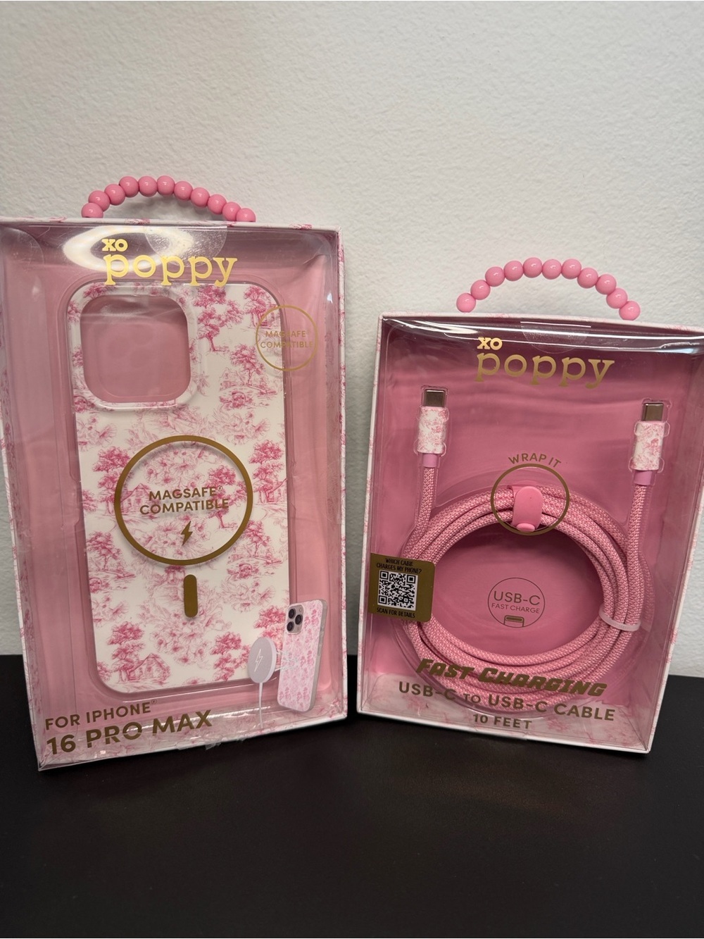 XO Poppy | Vintage Pink Floral iPhone 16 Pro Max MagSafe Case + USB-C Cable 🌸
